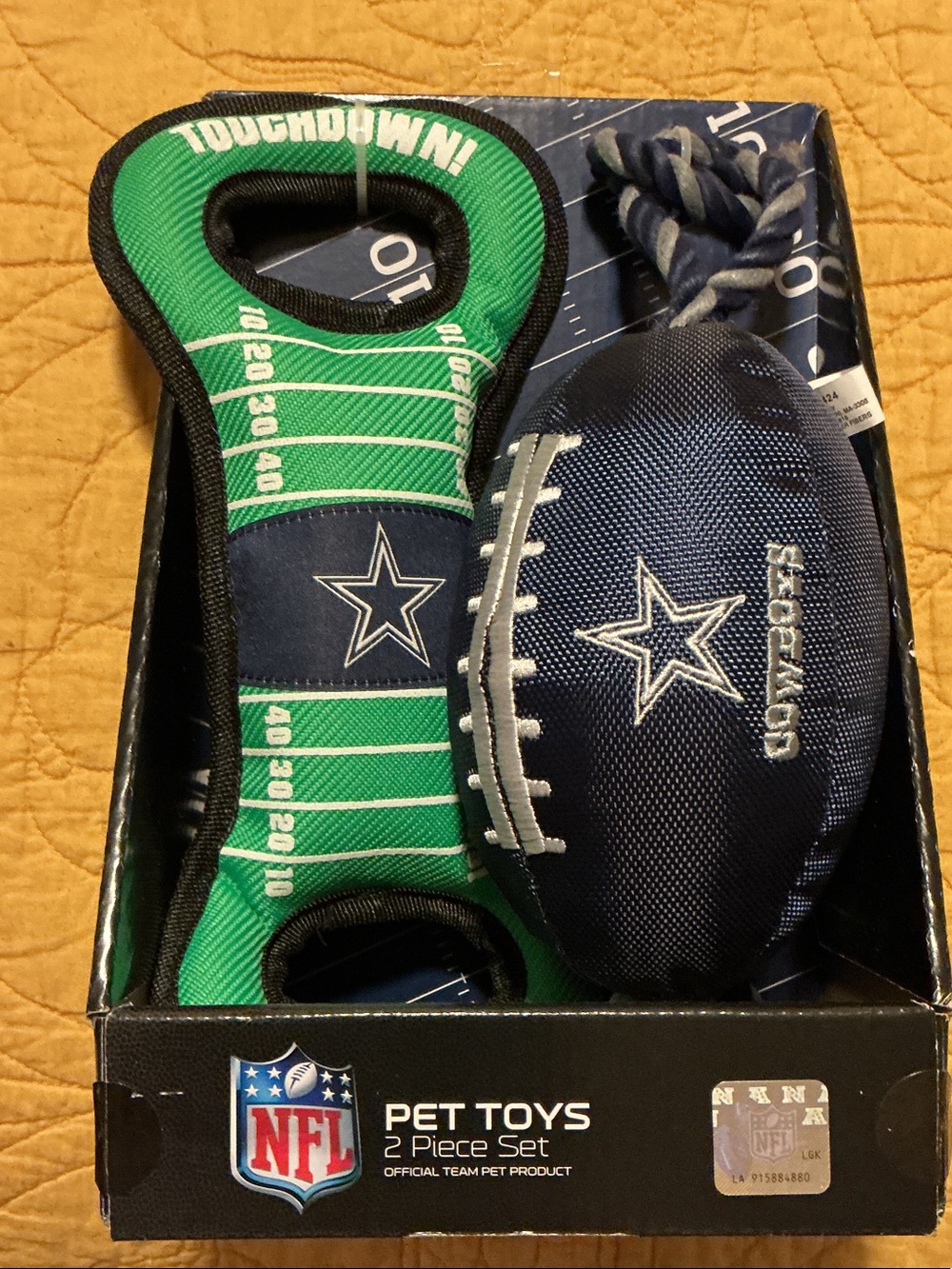 NFL Dallas Cowboys Plush Football & Touchdown Tug Toy - Blue & Green